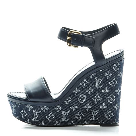 louis vuitton denim wedge sandals.